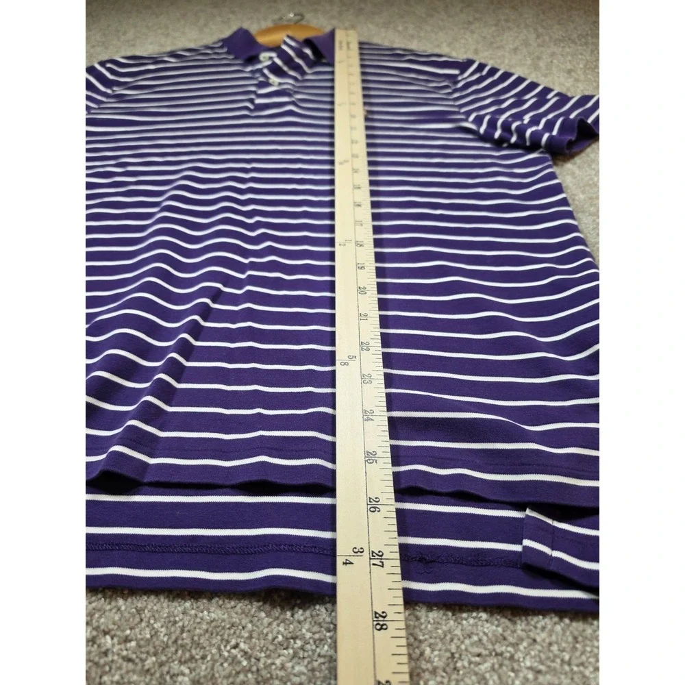 Polo Ralph Lauren Men's Large Pima Soft Touch Striped Polo Shirt Purple White